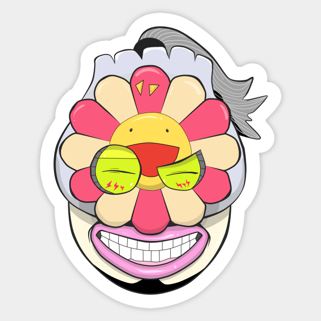 Dope Sunflower smily face mask illustration Sticker by slluks_shop